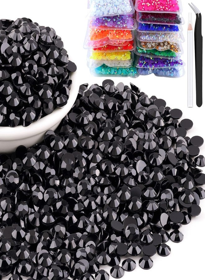 BELLEBOOST 2000pcs 6mm Resin Rhinestones Bulk, Black Flatback Round Jelly Rhinestones Bedazzling Non Hotfix Crystal Gems Large Quantity Wholesale for DIY Crafts Clothes Bottles Tumblers Face Makeup Manicure - Image 1
